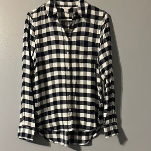 Caslon Navy and White Plaid Shirt Size XS